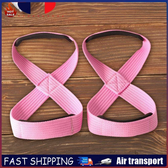 Padded Figure 8 Deadlift Training Straps Pull-Ups Straps for Gym Fitness (Pink)