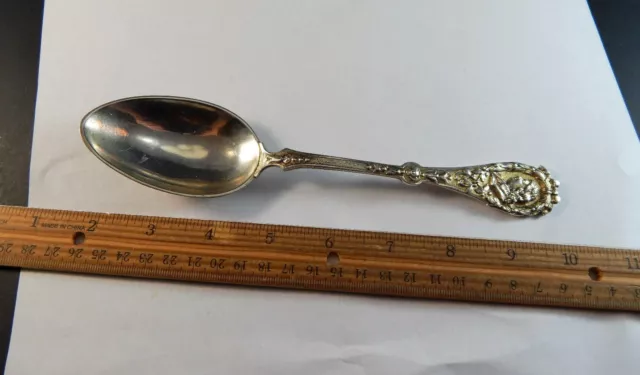 Antique European French Continental Silver Medallion Spoon 8.25" Hallmarks 87 GR