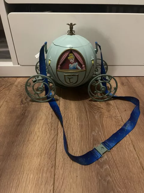 Disney Parks Cinderella's Carriage Popcorn Bucket Disney Souvenir With Strap