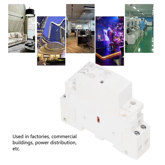 Contactor Switch Control CONTACTOR ELECTRIC CIRCUIT Control Switch Rail Installation 2P 25A 250V ...
