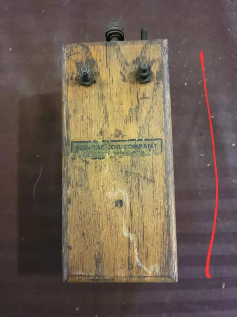 Vintage 1910s 1920s Pontiac Coil Company Wooden Box Buzz Coil