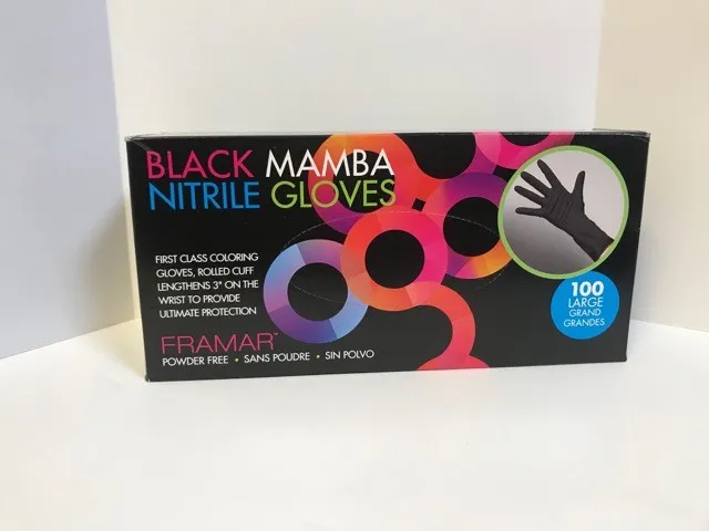 Framar Black Mamba Nitrile Gloves - 100 Pack Large