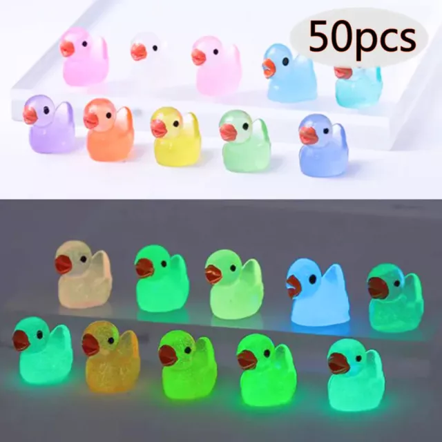 10pcs tiny rubber ducks Mini Duck Glow In The Dark Mini Resin Figure  Miniature