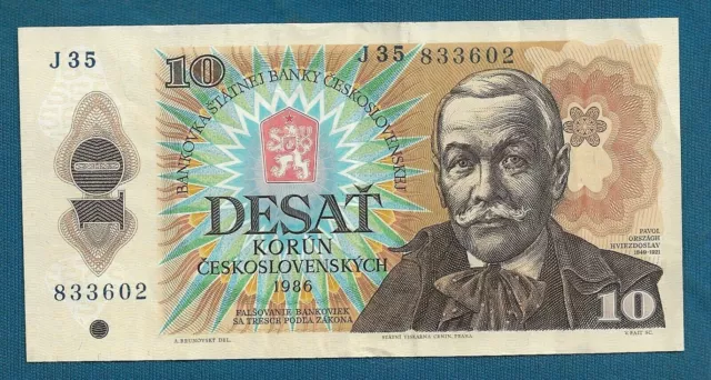 Czechoslovakia banknotes, 10 Korun 1986. Original banknotes !