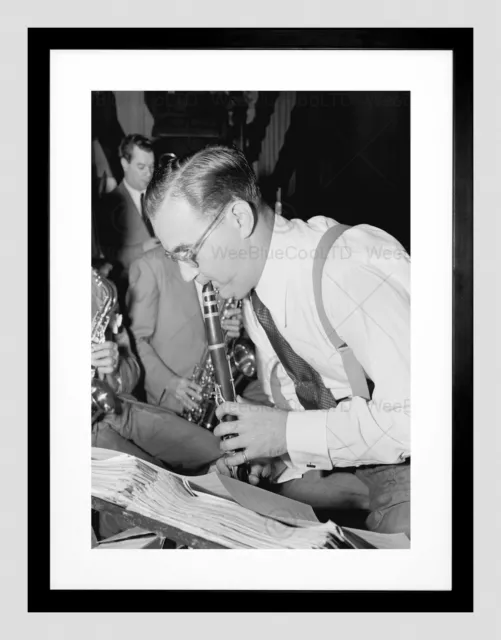 Vintage Music Jazz Clarinet Legend Benny Goodman Framed Art Print Mount B12X3739