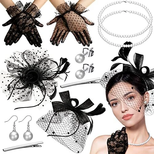 Zhanmai 12 Pcs Tea Party Accessories Bride Tea Hat for Wedding Fascinators for