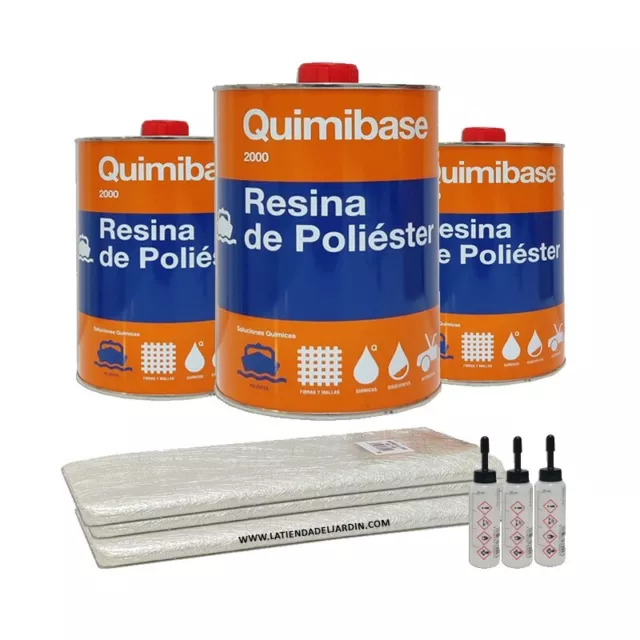 Kit Resina de Poliester 3kg para reparaciones + Manta fibra de vidrio 3m2 Mat-30