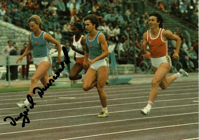 AUTOGRAMM INGRID AUERSWALD original Olympiasieg 1980 Leichtathletik 4 x