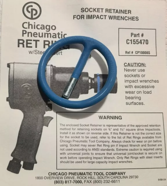 Socket Retainer Ret Ring Steel Insert Long Pin C155470 10008S