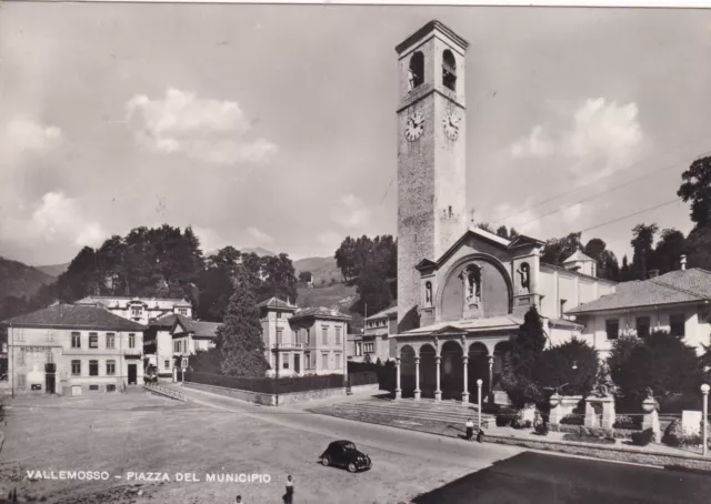C16925-PIEMONTE, VALLE MOSSO, PIAZZA DEL MUNICIPIO, con auto, ED. ROSSETTI, 1950