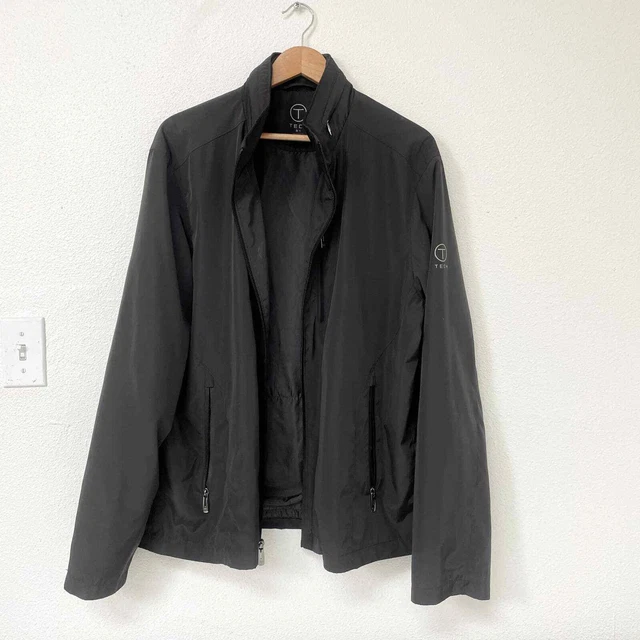 Mens TUMI Tech Harrington Windbreaker Zip Up Track Jacket XL Nylon Black