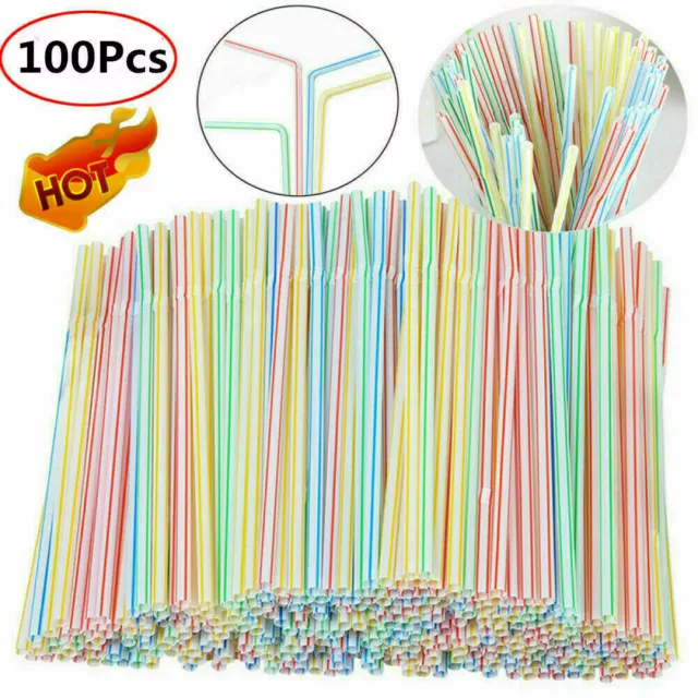 New Flexible Juice Straws for drinks Plastic Straw Catering and Party Supplies