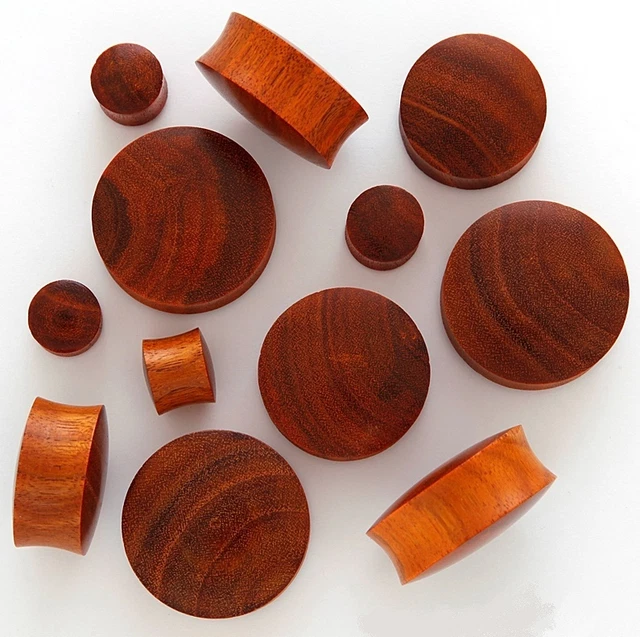 1 Pair 26mm Brown Chang Organic Solid Exotic Wood Saddle Plugs Ear Gauges 525