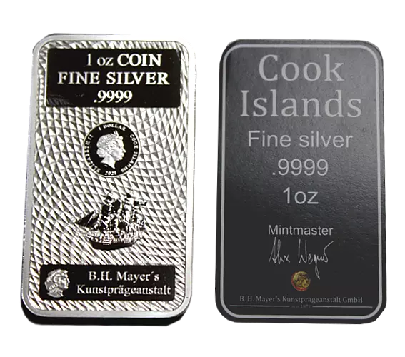 Cook Islands Silber 1 oz .9999 2021 Münzbarren 1 $ original verschweißt