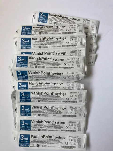 VanishPoint Syringe 3mL 23G x 1 inch needle pack of 40
