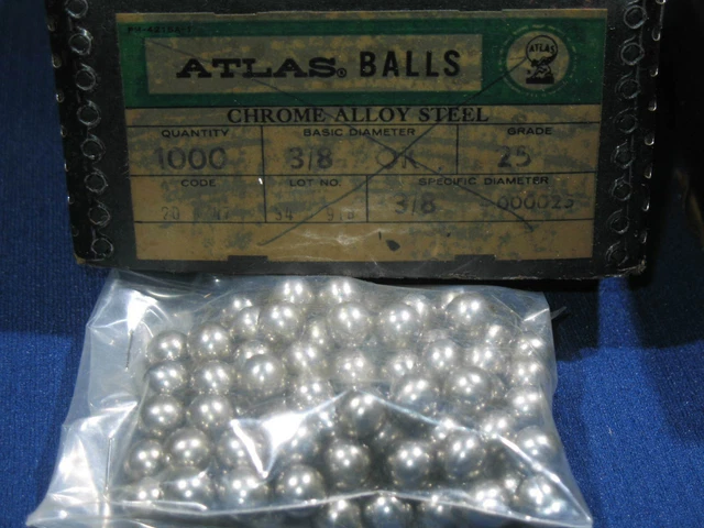 Vintage ATLAS Chrome Alloy Steel Ball Bearings 100 Balls 3/8" NOS Made in USA