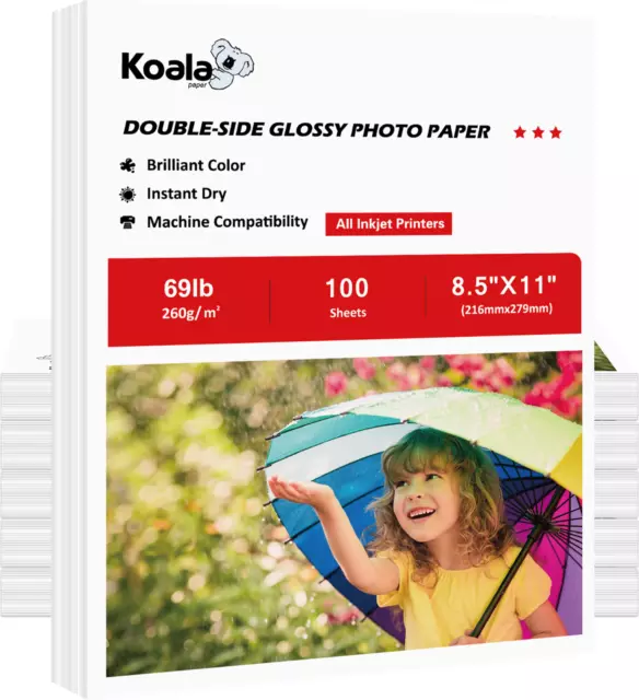 Lot Koala Double Sided Photo Paper Glossy 69lb 8.5x11 13x19 for Inkjet Printer