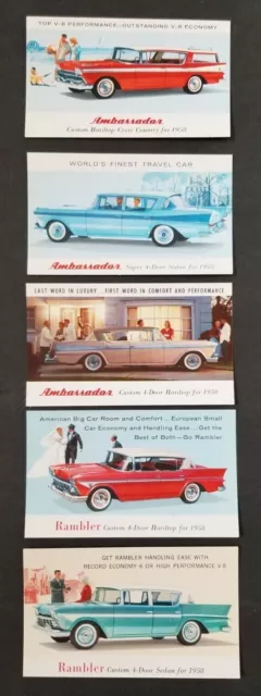 Lot of 5 - 1958 Rambler and Ambassador Postcards - Unused