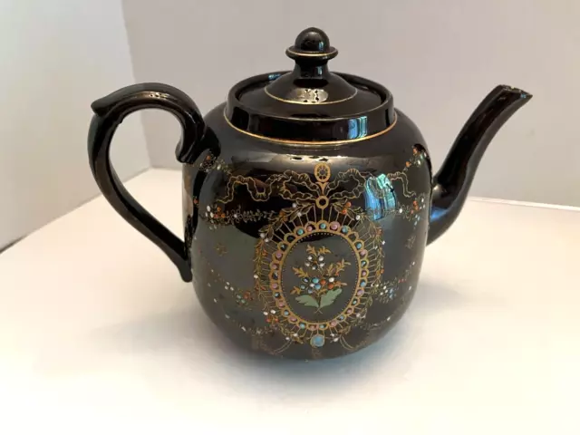 Vintage Garfield Gibson & Son Burslem Brown Teapot Pottery English Enamel Dots