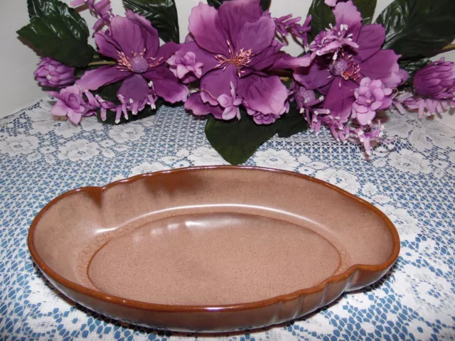 Frankoma Pottery 11" Brown Satin Low Oriental Bowl #205 Sapulpa  Clay