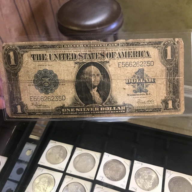 1923 US $1 Silver Certificate Blue Seal Large Bill One Dollar