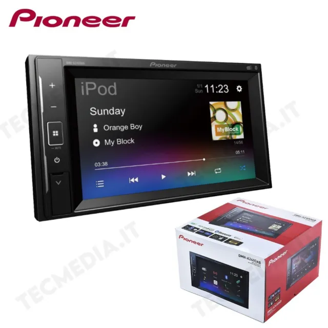 Autoradio Pioneer DMH-A240DAB Sorgente 2 DIN per Auto Bluetooth USB DAB+