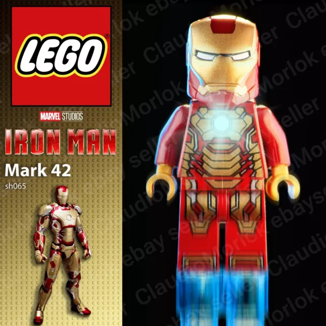 ⭐ LEGO Iron Man sh065 Minifigure Marvel Avengers Super Heroes Armor Mark 42