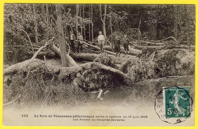 cpa 75 - PARIS Le BOIS de VINCENNES après le CYCLONE du 16 Juin 1908 Animé