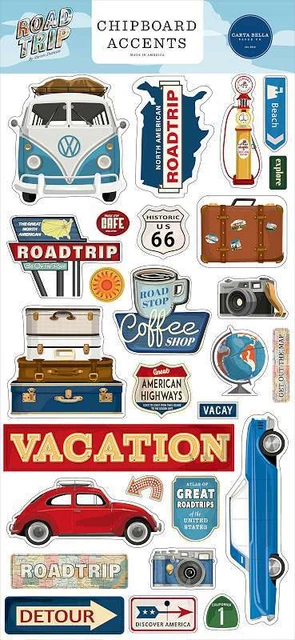Chipboard de viaje por carretera 6""X13"" - acentos 793888023260