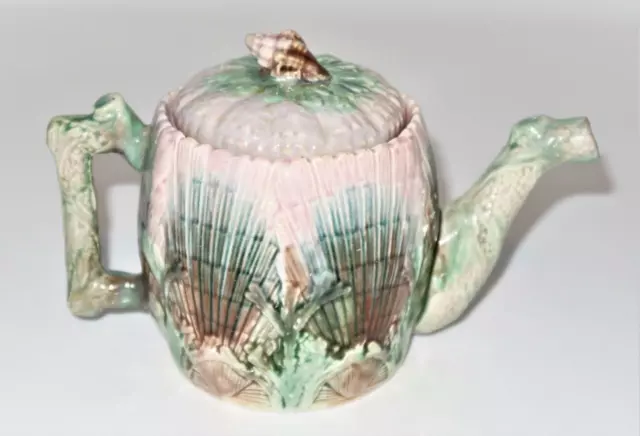 Griffen, Smith & Hill, Etruscan Majolica Shell & Seaweed, Tea Coffee Pot, 5 1/2"