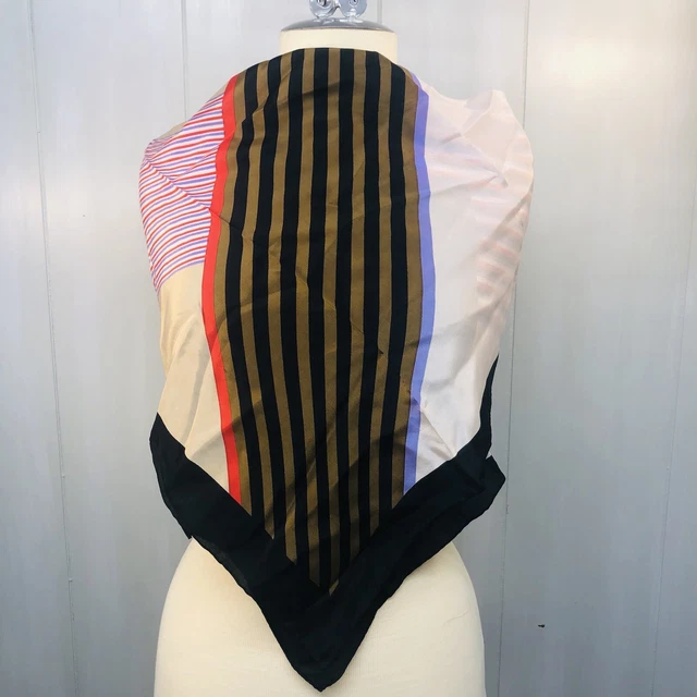 Beautiful Vintage 100% Puresilk Geometric Design, Multi-Color Square Scarf Beautiful Vintage 100% Puresilk Geometric Design, Multi-Color Square Scarf