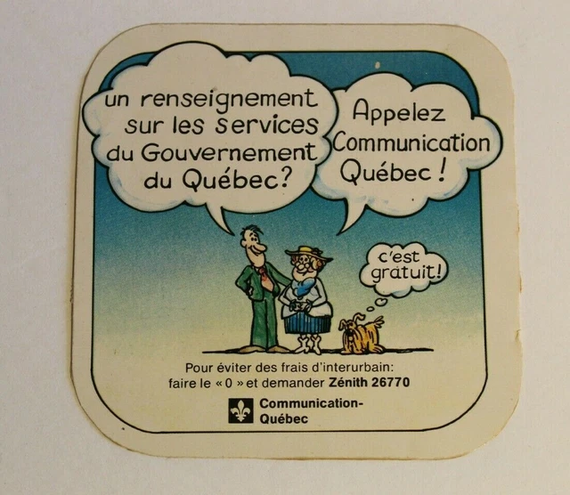 Vintage Quebec Sticker Etiquette Communication-Québec (1980`s) unused
