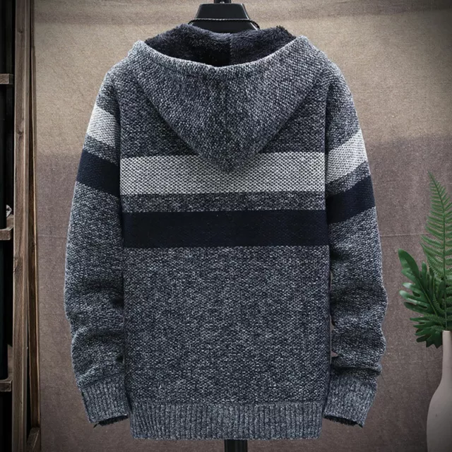 Mens Thick Warm Fleece Lined Hooded Hoodie Winter Zip Up Coat Jacket Sweatshirt 12