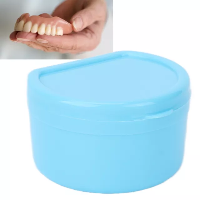 (Hellblau) Dental Retainer Box False Teeth Storage Box Mit Korbnetz P1S