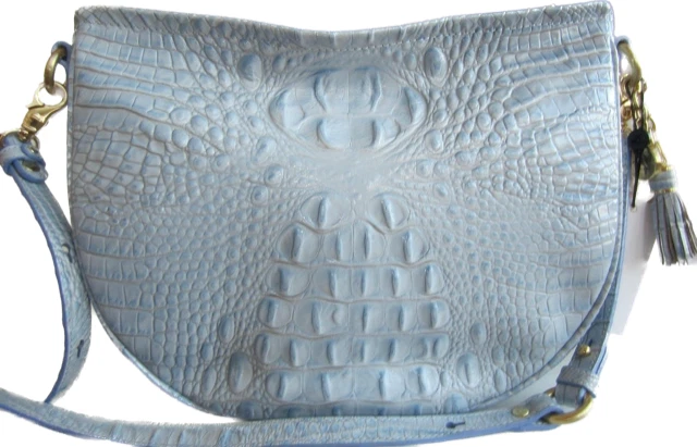 Brahmin Crossbody Kathleen Hobo Purse Melbourne Chambray blue Zip Bag Mini NEW