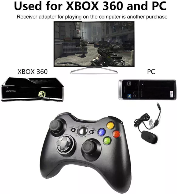 2.4G Wireless Game Controller Gamepad For Microsoft XBOX 360 & PC WIN USB Dongle 2