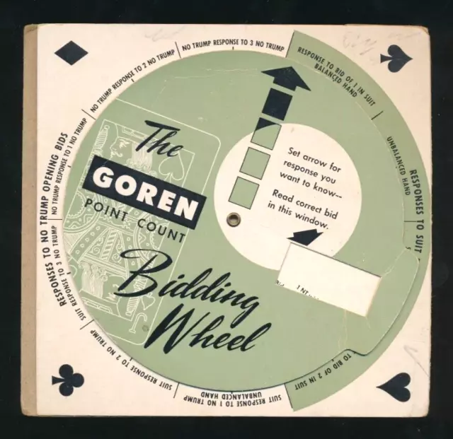 Vintage Goren Point Count Bidding Wheel Bridge Card Game Dial 6"