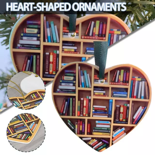 Herzförmiges Bücherregal Anhänger Ornamente Weihnachtsbaum Dekogeschenk