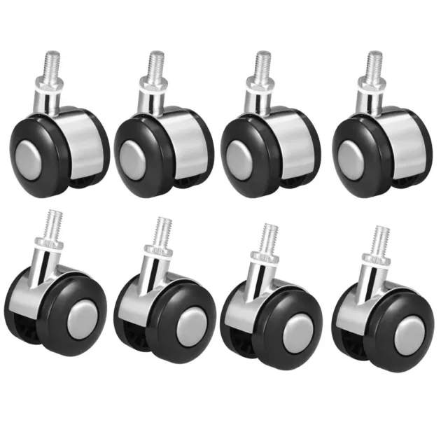 Furniture Casters 1.5 inch Twin Wheel M8x15 Threaded Stem Swivel Caster 8 Pcs