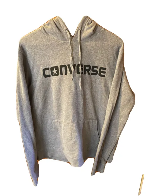 VINTAGE Converse All Stars Logo Hoodie Sweatshirt Mens Size S Grey Long Sleeve