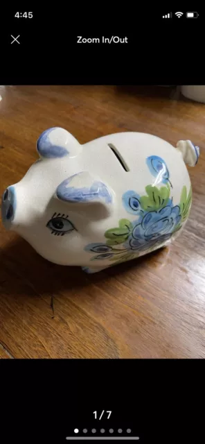 Vintage Japanese Piggy Bank Ceramic Hand Painted Made in Japan 1950's