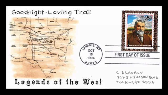 Dr Jim Stamps Us Cover Charles Goonight Legends Of The West Fdc Hand Colored