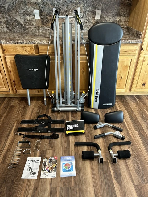 TOTAL GYM FIT Xl Squat Stand Ab Crunch Wing Bars Workout Cards Excellent 579.00 PicClick