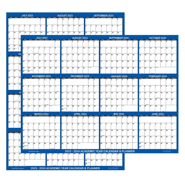 24X36 SWIFTGLIMPSE 20232024 Academic Wall Calendar Dry Erase Erasable