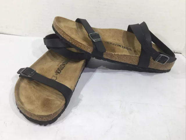 Birkenstock Womens Size 10 EU 41 Narrow Daloa Black Ankle Strap Sandals Y23-516