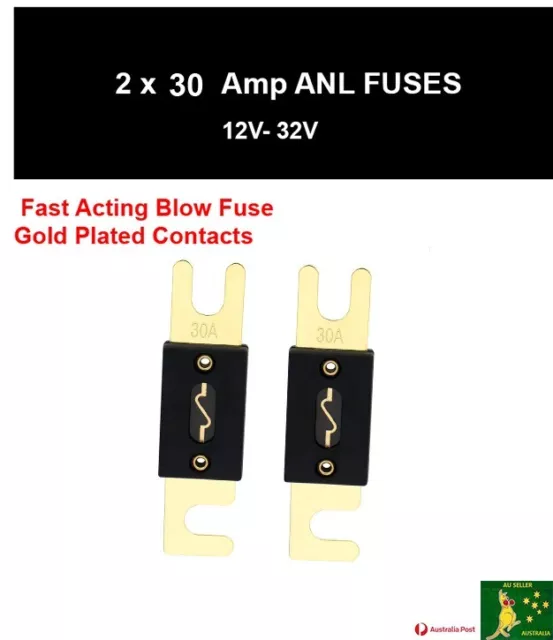 Fuses ANL 30A x 2 Gold Plated Fast Blow Fuses -Automotive Audio Amplifier Solar