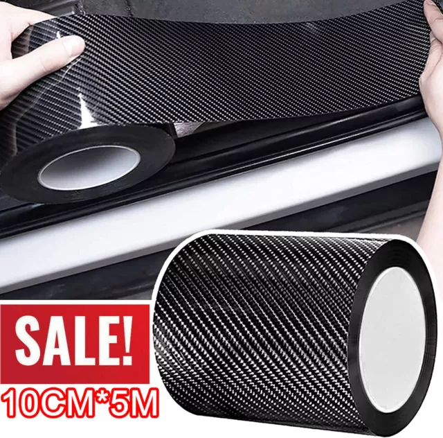 5M Carbon Fiber Car Stickers Door Sill Scuff Anti Scratch Tape Protection Film