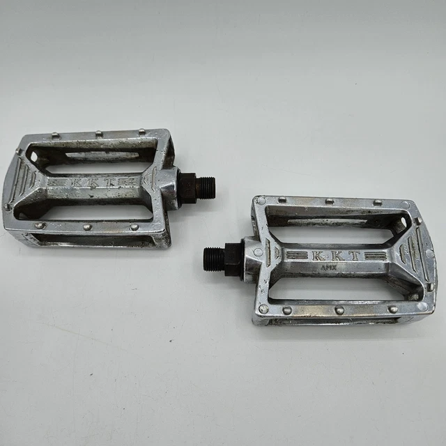 KKT AMX BMX Platform Pedals Old School 9/16 Chrome $72.52
