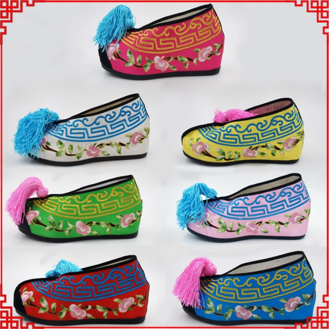 Chinese Classical Drama Artistes Embroidered Shoes High-heeled Shoes In Tsing Yi