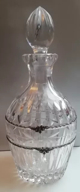 Sehr schöne Likörkaraffe/Flasche  aus Kristallglas mit 925 Silber